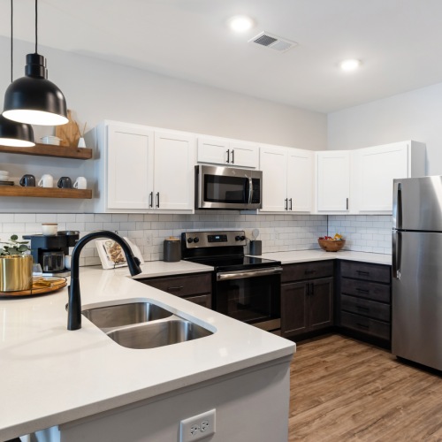 Modern styled kitchen with stainless steal appliance