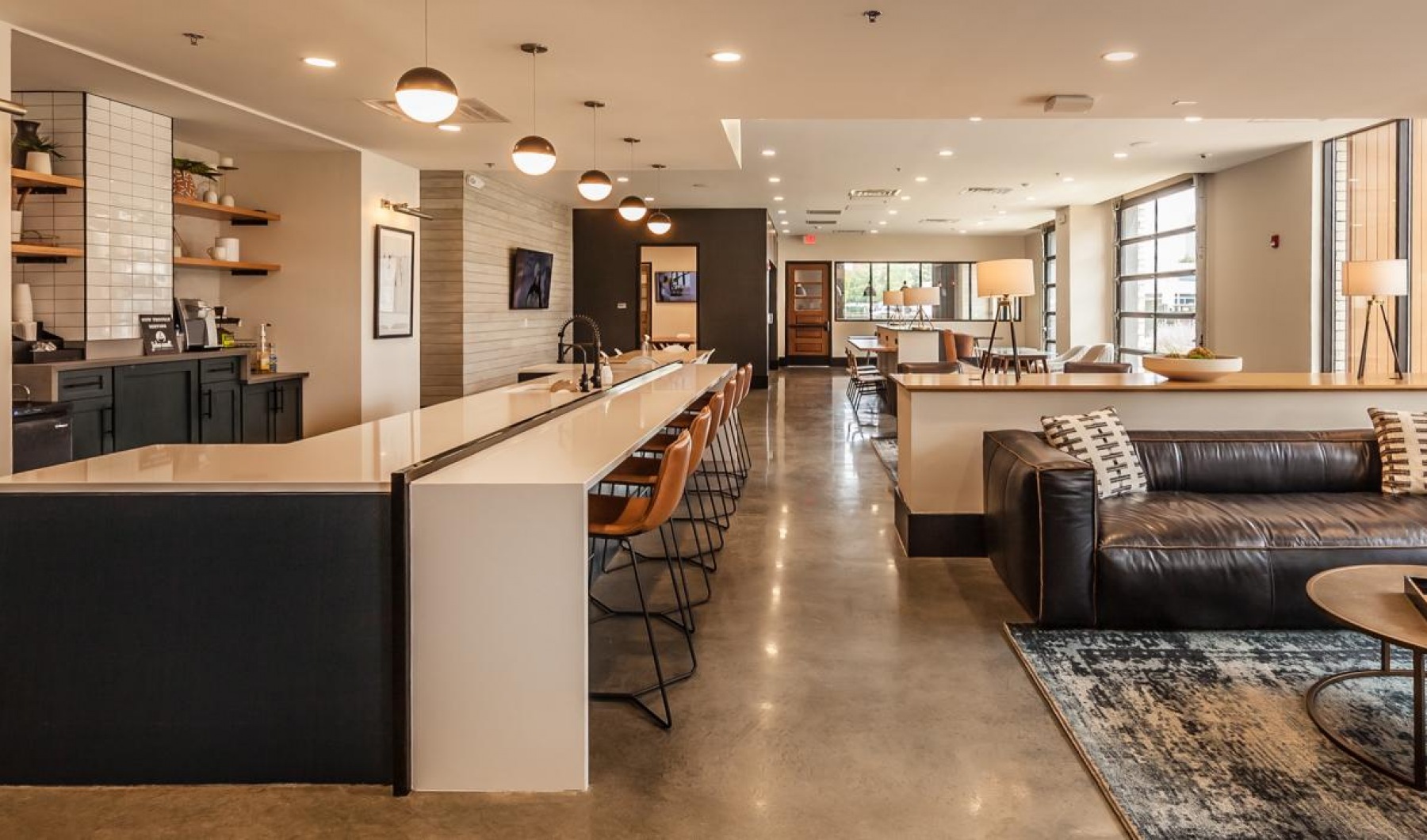 Luxury amenities designed for relaxation clubhouse with kitchen and social areas