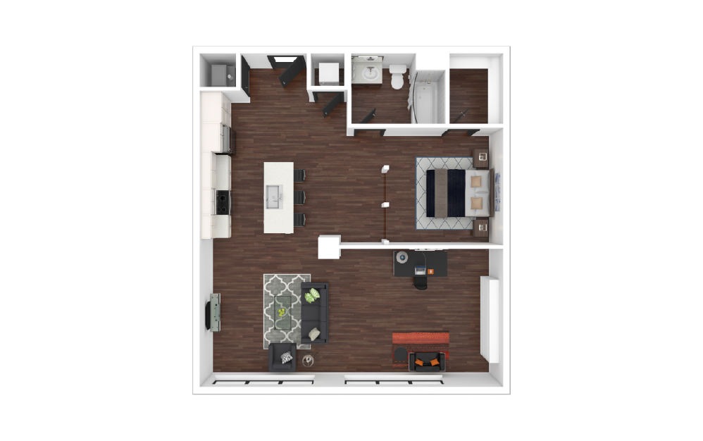 Downtown Loft  F2 - Studio floorplan layout with 1 bath and 893 square feet.